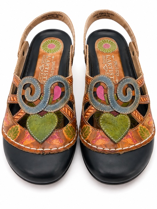 L'ATISTE Shoes - L'Artiste by Spring Step Bombay slingback clogs hand-painted leather cutouts